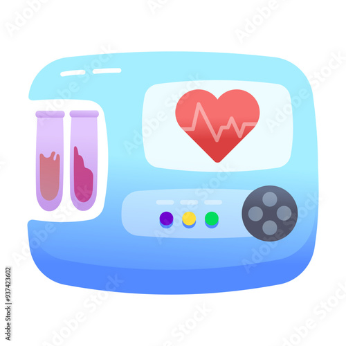 Flat style icon of channel electrocardiograph