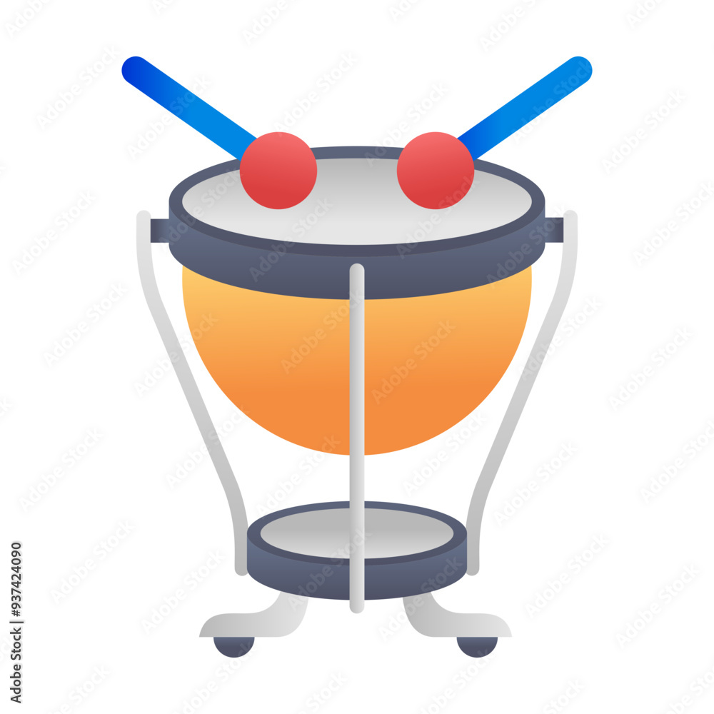Timpani icon in flat style Timpani icon in flat style