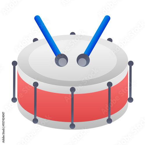 Snare drum icon in flat style 