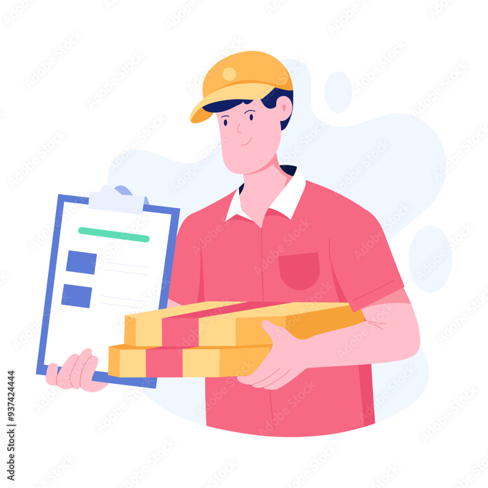 A flat character illustration of pizza order delivery A flat character illustration of pizza order delivery
