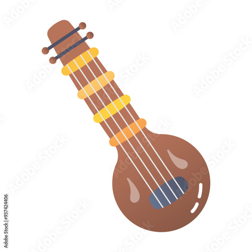 A flat style icon of mandolin 
