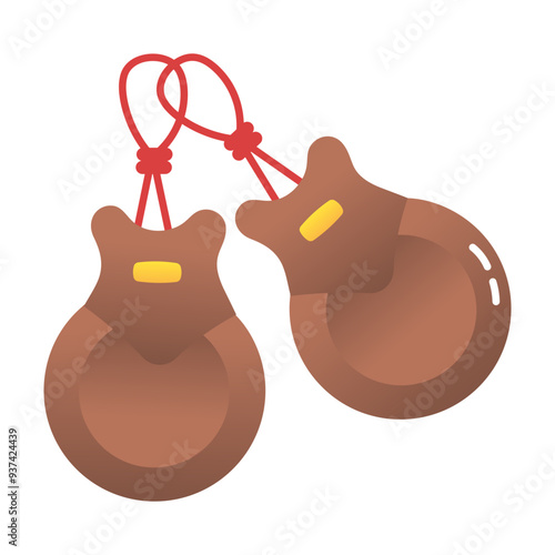 A flat style icon of castanets 