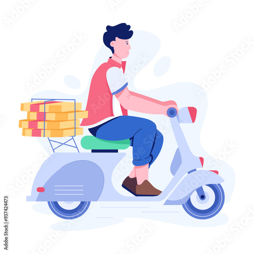Character based flat illustration of scooter delivery 