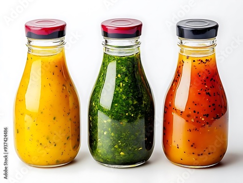 Three Bottles of Homemade Sauce - Realistic Photo photo