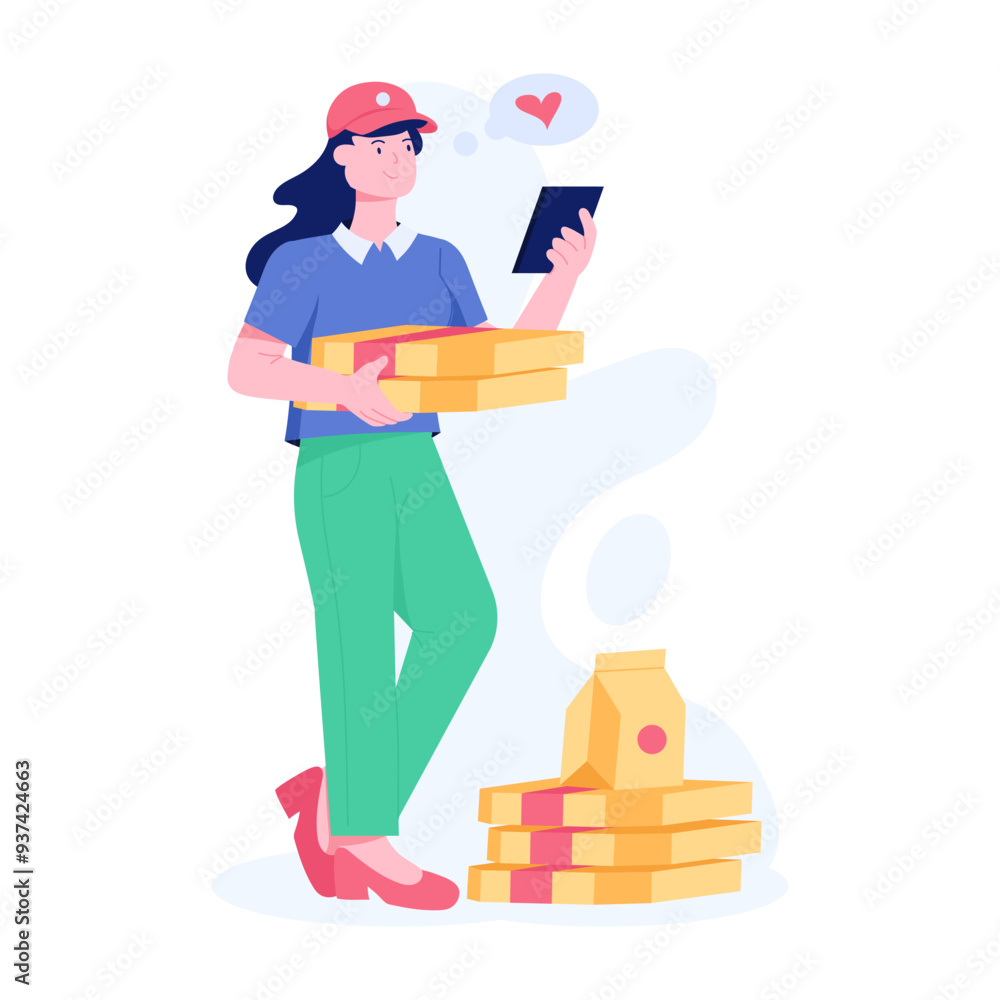 Delivery chat illustration designed in flat style Delivery chat illustration designed in flat style
