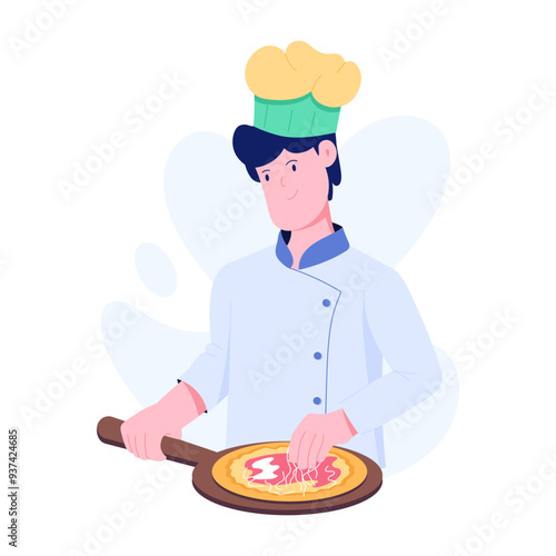 A flat character illustration of pizza topping 