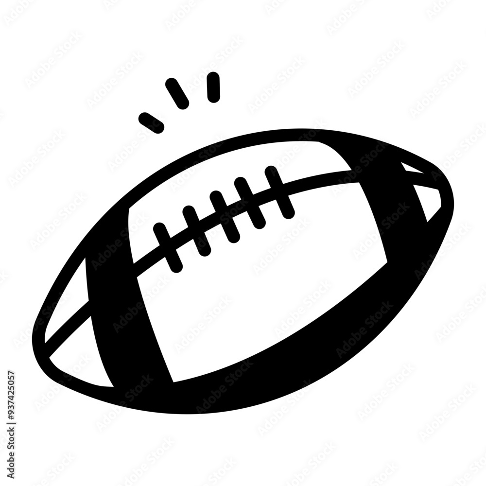 A glyph style icon of rugby ball A glyph style icon of rugby ball