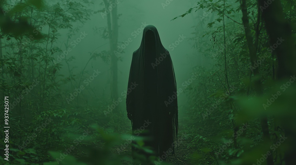 Mysterious Figure In Foggy Forest Mysterious Figure In Foggy Forest