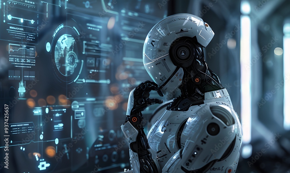 Fototapeta premium Thinking robot. 