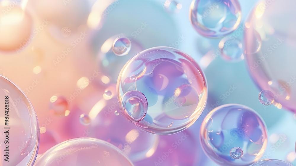 Abstract bubble shapes, different sizes, soft and light, pastel colors, 3D render Abstract bubble shapes, different sizes, soft and light, pastel colors, 3D render