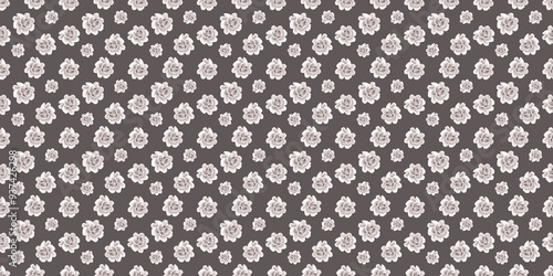 Seamless pattern with gray flowers