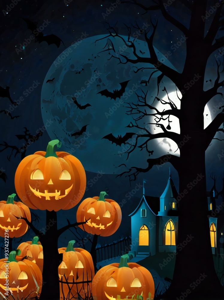 Fototapeta premium halloween background with pumpkin