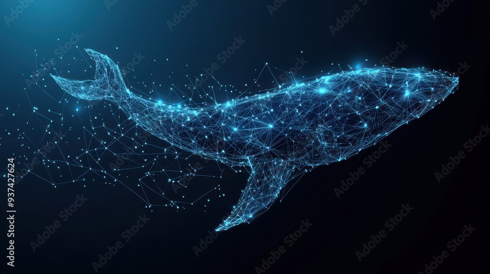 Digital whale figure with network pattern for web design Digital whale figure with network pattern for web design