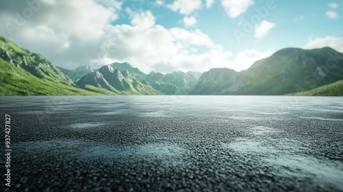 Asphalt road with neon glowing effect