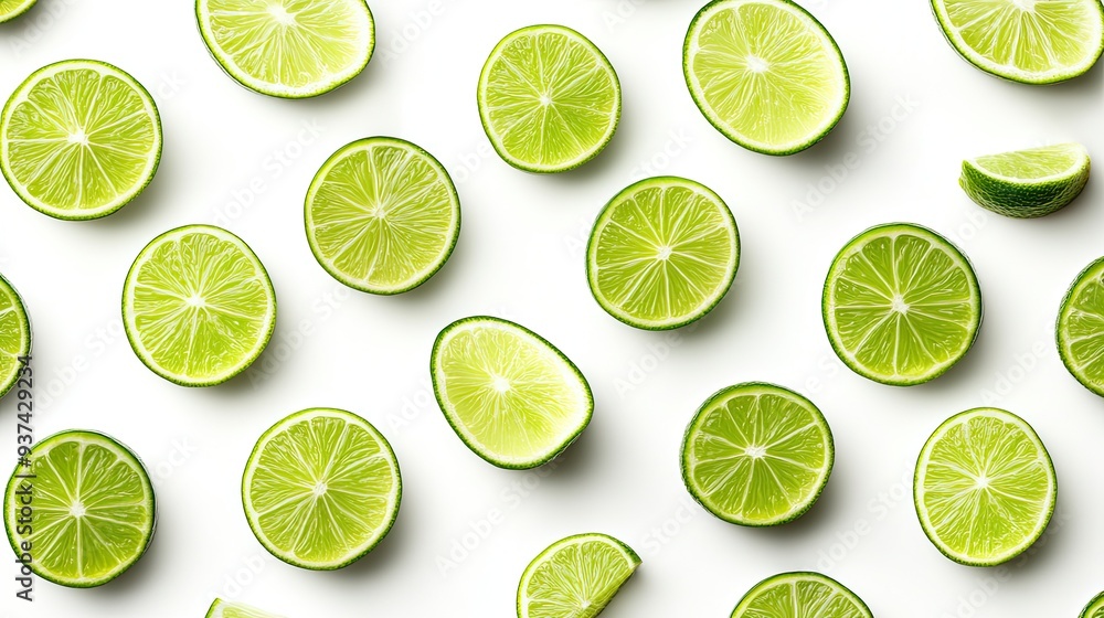 A lot of lime pattern isolated on white background photo realistic photo realistic hd 4k ultra hd.