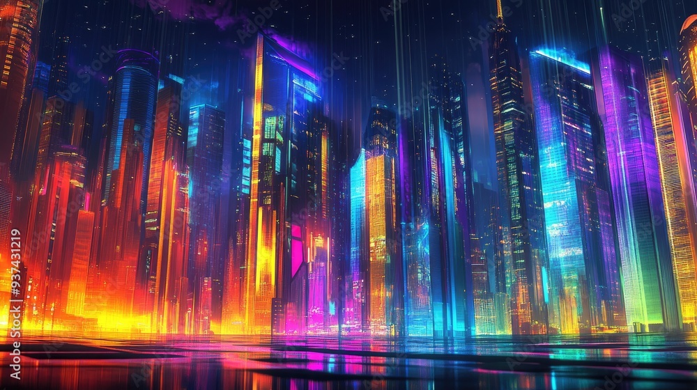 Vibrant futuristic city abstract digital art, colorful and dynamic urban landscape, perfect HD wallpaper for modern screens Vibrant futuristic city abstract digital art, colorful and dynamic urban landscape, perfect HD wallpaper for modern screens