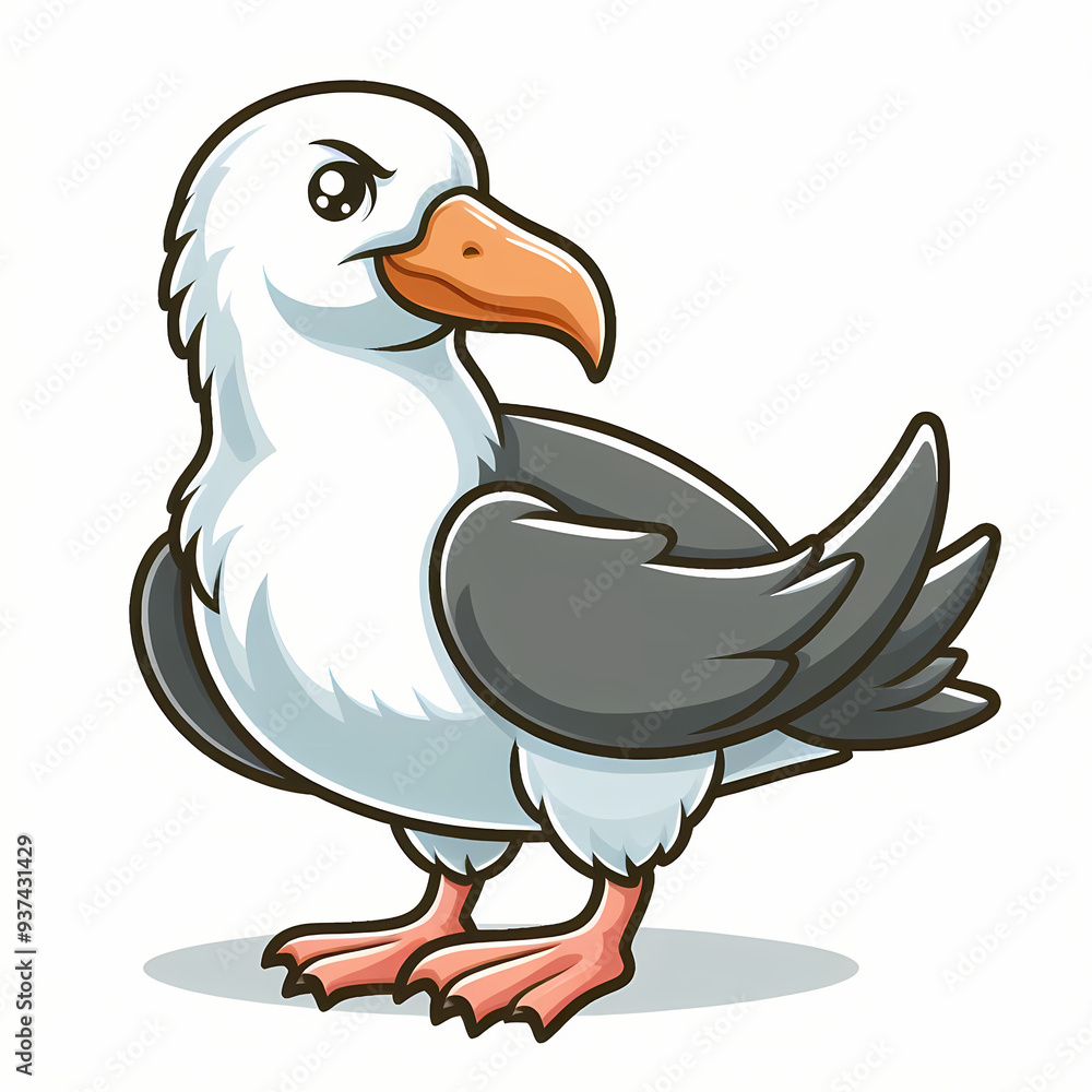 Vector image of an albatross with a minimal white background Vector image of an albatross with a minimal white background