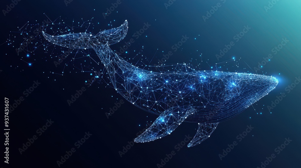 Abstract whale figure formed by interconnected points for web design Abstract whale figure formed by interconnected points for web design