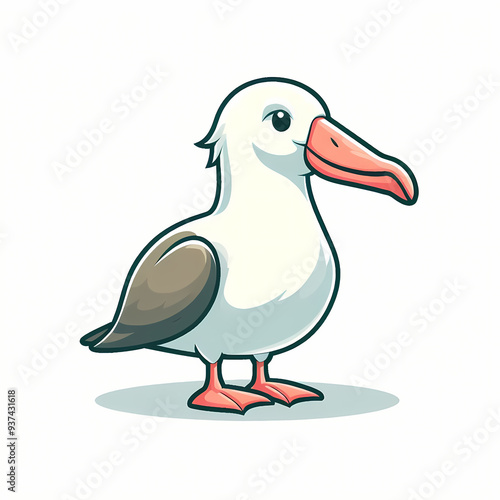 Vector-style illustration of a graceful albatross over a simple white background photo