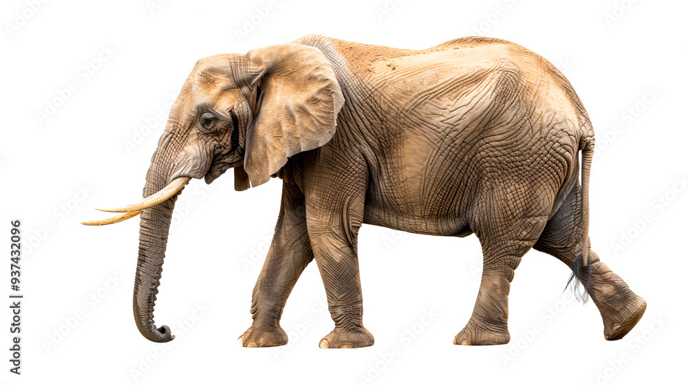 Obraz premium Right of way for dummies,Side view of african elephant standing on field ai generative..