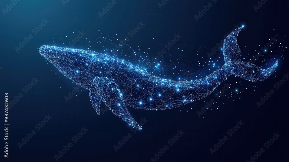 Fototapeta premium Geometric whale figure for technology concept with network pattern