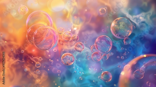 Bubbles in varying sizes, forming organic shapes, ethereal and light, digital painting
