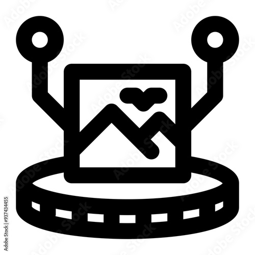 nft, non fungible, token, coin, artwork, blockchain outline icon
