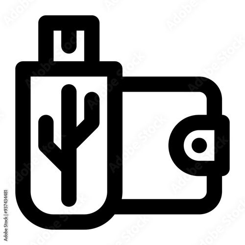 offline wallet, wallet, storage, flash drive, blockchain, flash disk outline icon