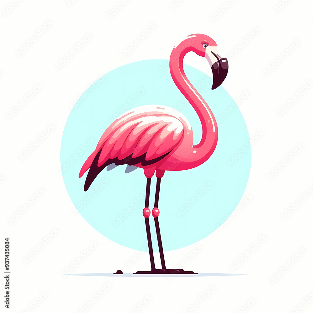 Obraz premium Cartoon Flamingo Illustration for Tropical Decor