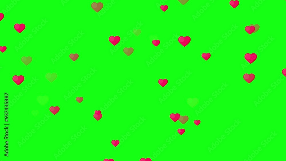Love hearts looped animation on green screen background Love hearts looped animation on green screen background
