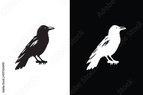 Black crow icon silhouette. Crow black silhouette vector illustration.
