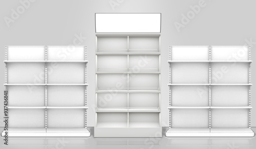 Konstfotografi Product Display Stand Gondola Shelf Isolated on white Background