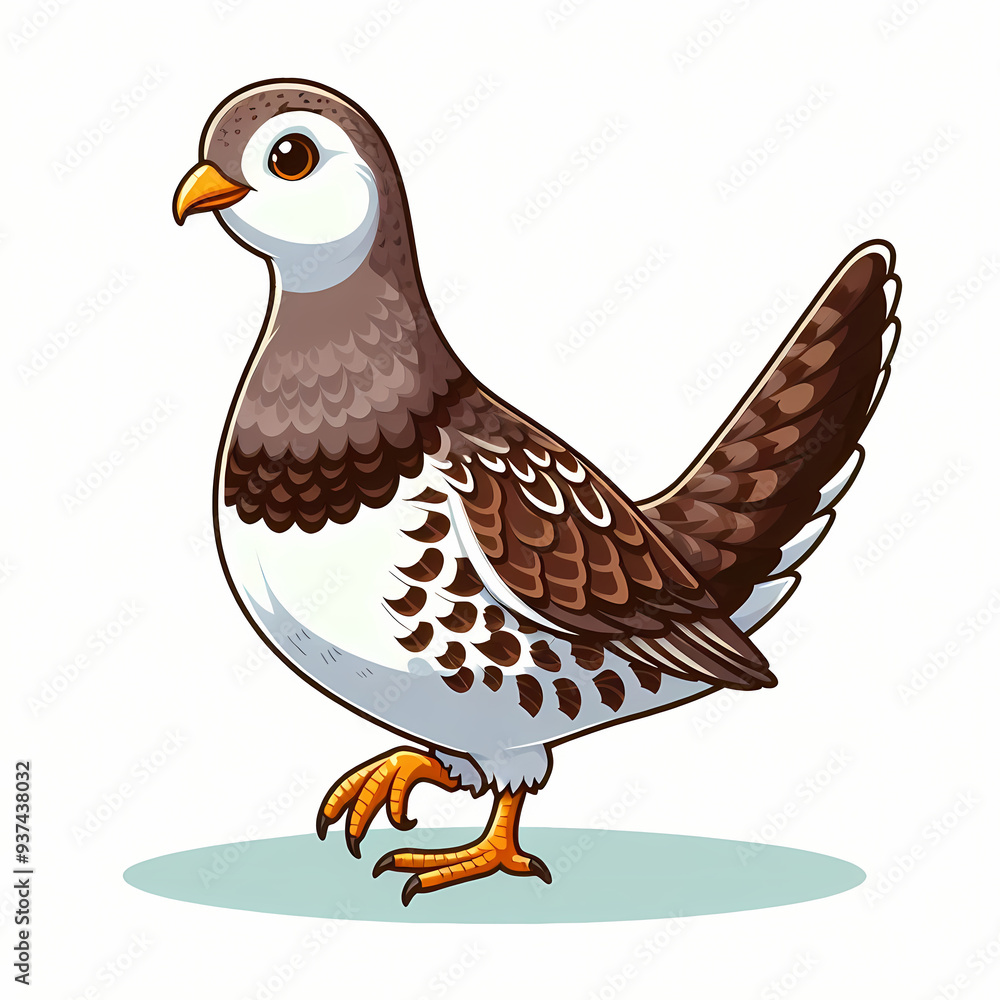 Side View Illustration of a Grouse Bird with Distinctive Brown and White Markings Side View Illustration of a Grouse Bird with Distinctive Brown and White Markings