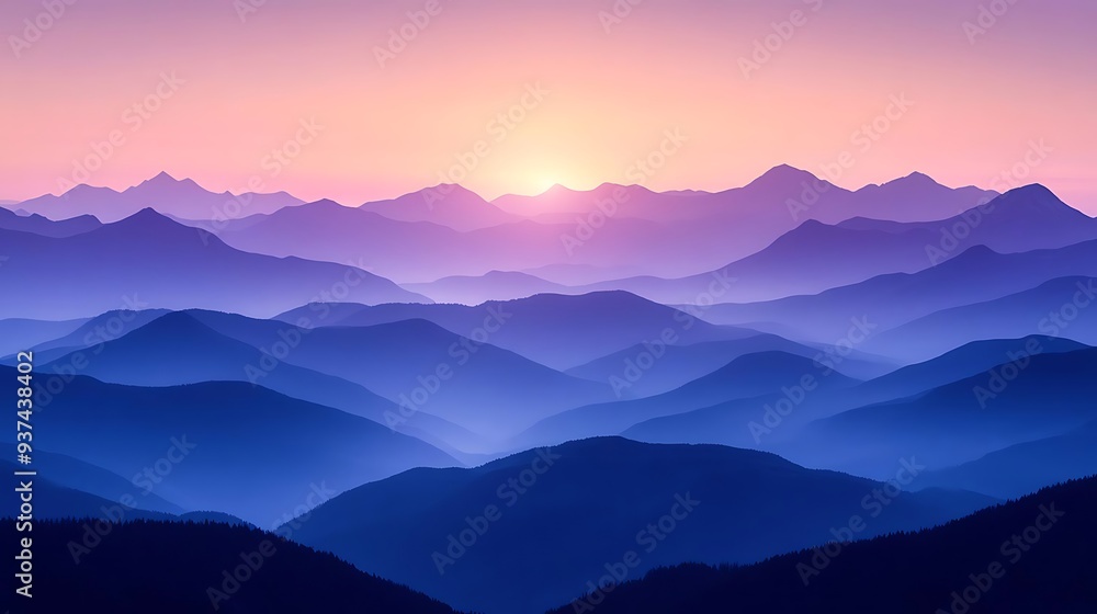 Mountain Range Silhouette at Sunset - Photo Mountain Range Silhouette at Sunset - Photo
