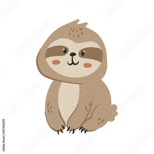 Kawaii and Cute Sloth Illustration