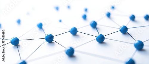 Abstract network design featuring blue nodes connected by thin lines, representing data connections and digital communication.