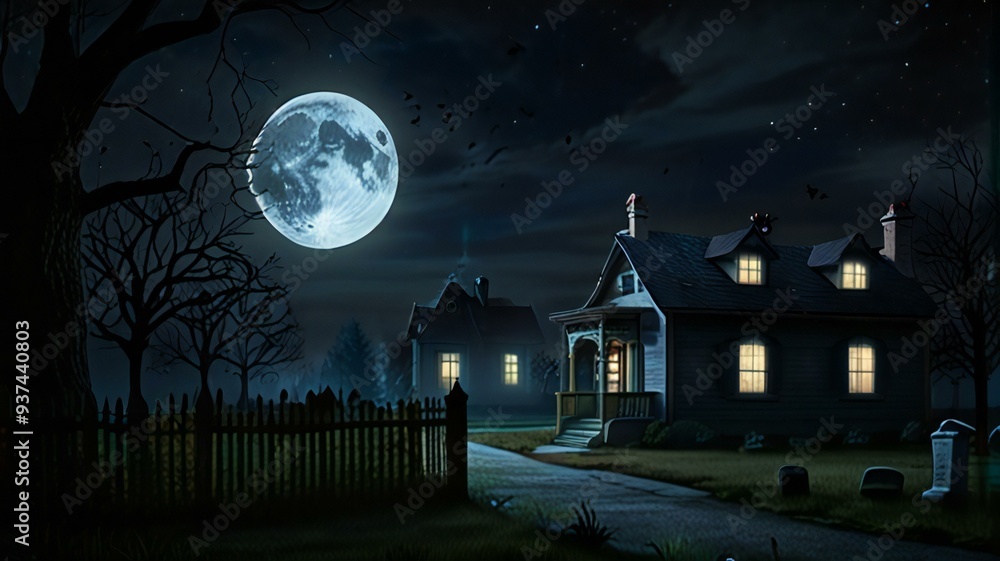 Naklejka premium halloween background with castle