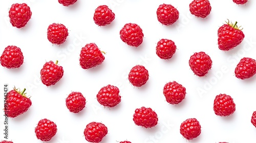 A lot of raspberry pattern isolated on white background photo realistic photo realistic hd 4k ultra hd.