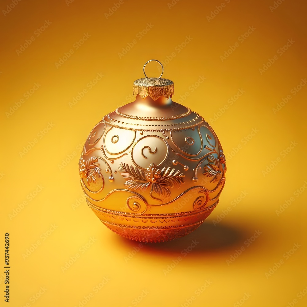 Christmas bauble, isolated on a Yellow background, 3d render, Christmas Decoration Christmas bauble, isolated on a Yellow background, 3d render, Christmas Decoration