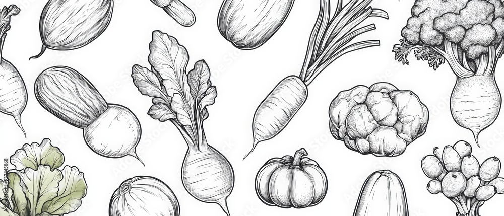 Hand drawn vegetables Hand drawn vegetables