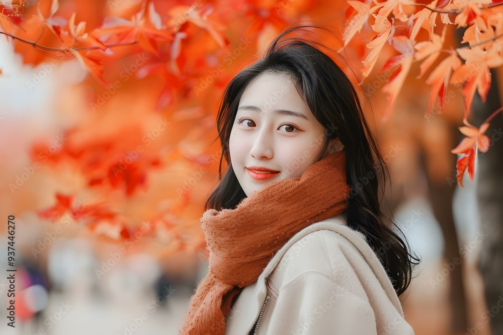 Young Woman in Autumn Leaves Young Woman in Autumn Leaves