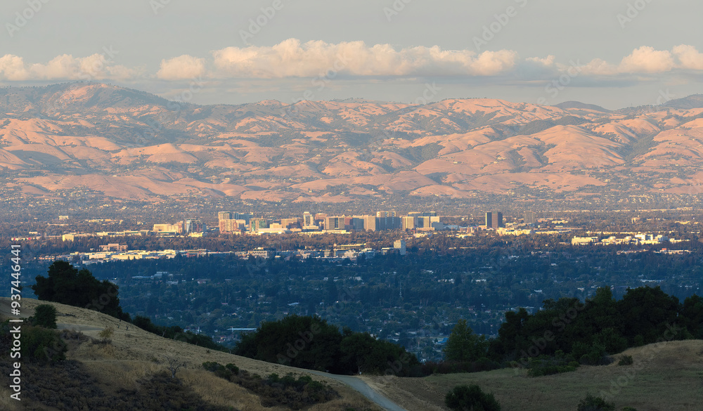 Sunset over San Jose Downtown via Fremont Older Open Space Preserve in Santa Clara County, California. Sunset over San Jose Downtown via Fremont Older Open Space Preserve in Santa Clara County, California.