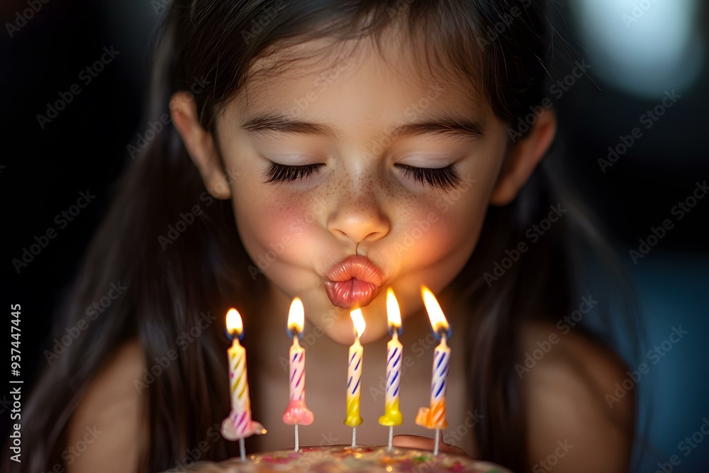 custom made wallpaper toronto digitalLittle Girl Blowing Out Candles on Birthday Cake