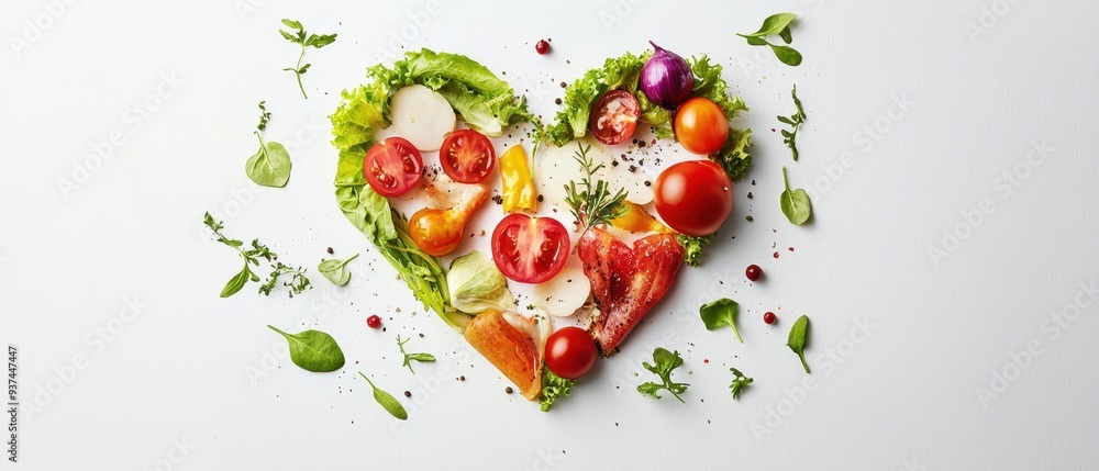 Healthy Heart-Shaped Vegetable Salad with Fresh Ingredients Healthy Heart-Shaped Vegetable Salad with Fresh Ingredients
