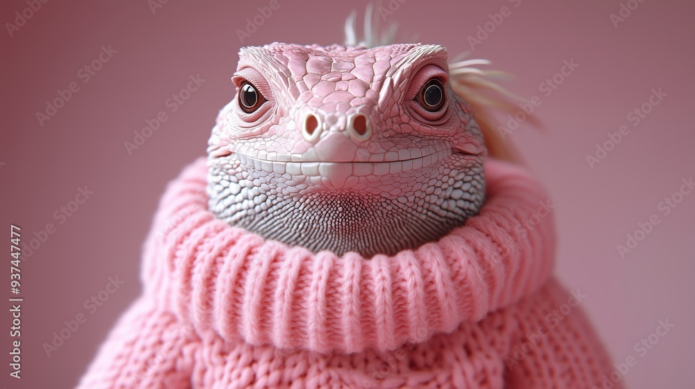 A Playful Lizard in a Pink Sweater Embracing Whimsy and Style A Playful Lizard in a Pink Sweater Embracing Whimsy and Style