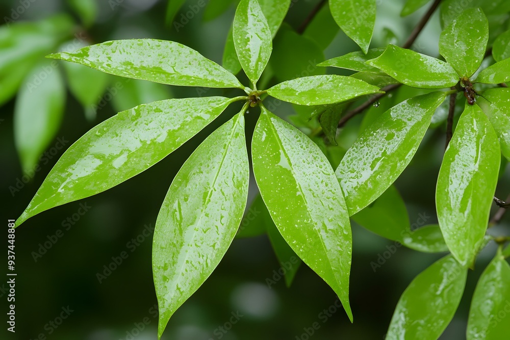 Close Up of Green Leaves After Rain Close Up of Green Leaves After Rain