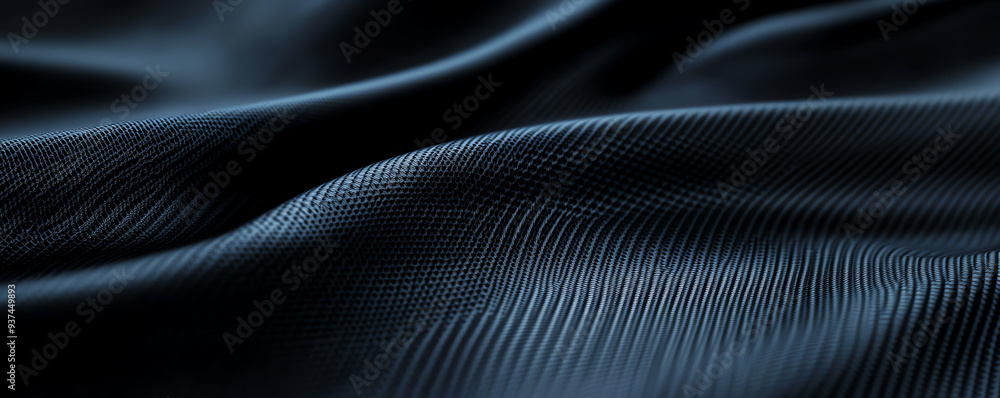 Fototapeta premium Elegant black fabric folds create a luxurious texture, perfect for fashion or interior design projects.