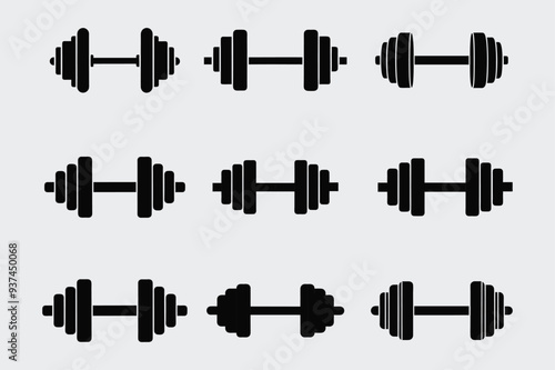Dumbbell Icon Vector Silhouette  Fitness Equipment Clipart