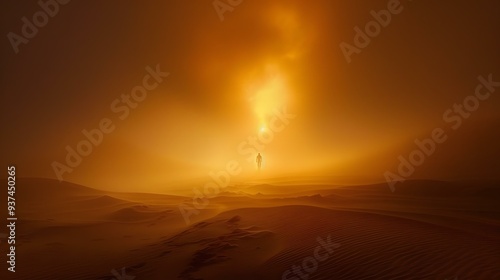 Wallpaper Mural Man Walking Through The Desert at Sunset Torontodigital.ca