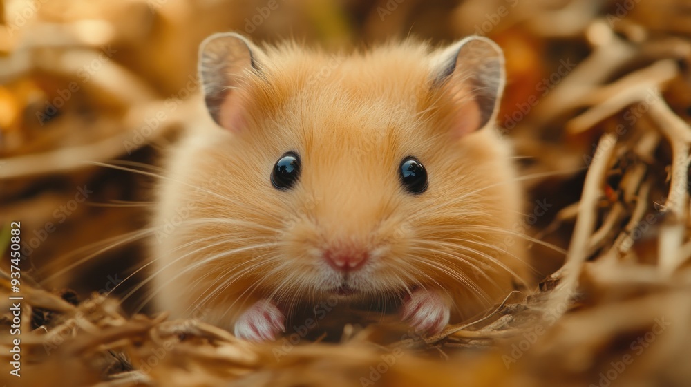 Cute Hamster in Nest Cute Hamster in Nest